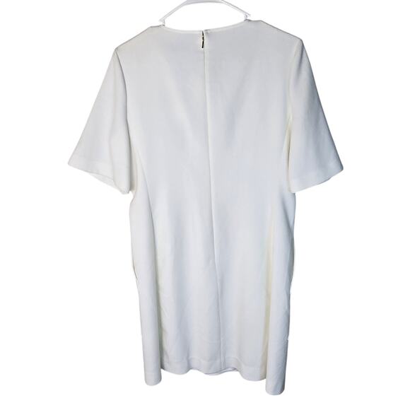 DKNY White Front Half Zip Elbow Length Short Sleeve Knee Length Dress NWT - 10 - Picture 2 of 7